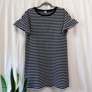 GAP Striped Ruffle Sleeved Knit Dress